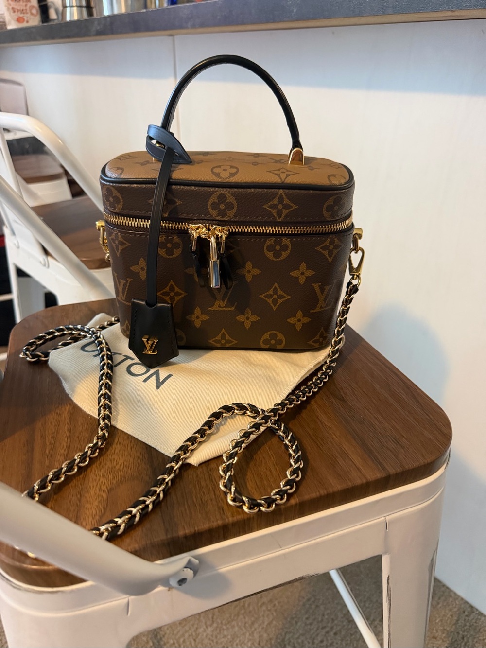 Louis Vuitton Vanity PM Reverse Monogram Chain Crossbody Strap with Dust Bag